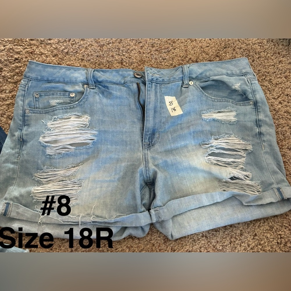 American Eagle Outfitters Light Blue Distressed Denim Shorts